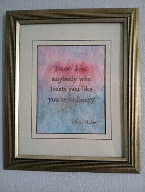 Original Watercolor Oscar Wilde Quote Art Print - Pink and Blue with Gold Frame